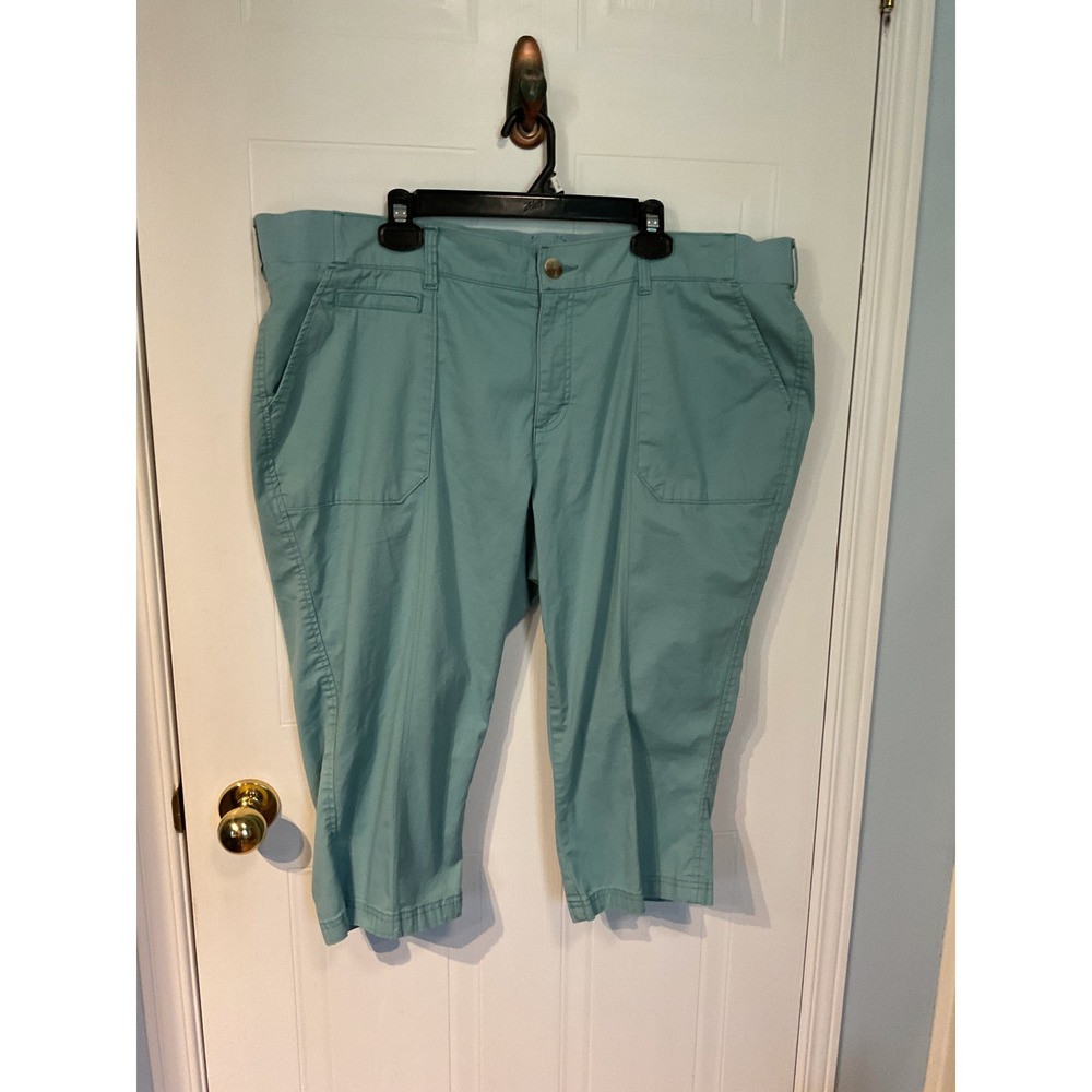 Lee Riders Capri Pants Womens 22W Teal Blue Excellent Midrise Stretch 1CPKC42